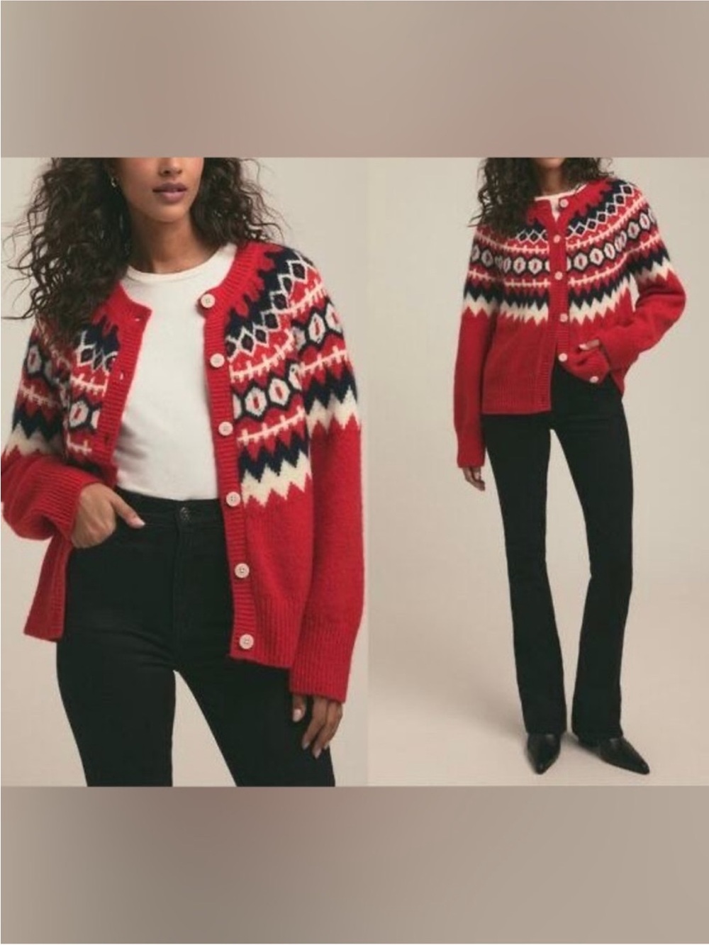 Favorite Daughter The Snowed In Cardigan Sweater Red size Medium